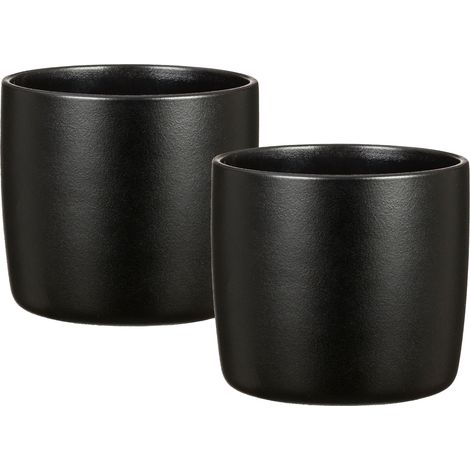 Scheurich Solido, set de 2 pots à fleurs en céramique, coloris: Ebano, diamètre 15 cm, hauteur 13,7 cm, 1,9 l vol.