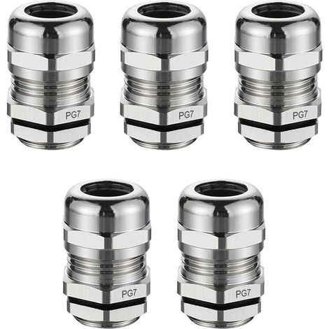 5-teiliges Set PG7-Kabelverschraubungen, wasserdichte Kabelverbinder gemäß Schutzart IP68, staubdichte Kabelverbinder aus Messing (12,5 mm), geeignet für Kabel mit einem Durchmesser von 3–6,5 mm (1/5)