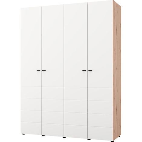 Guardaroba Grande Soris, Armadio Camera da Letto 4 Ripiani, 4 Ante, 6 Vani, 155x208h cm Bianco
