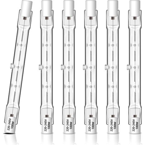 Lot de 6 Ampoule Halogène R7S 118mm 100W Dimmable, Ampoule R7s Linéaire 2700K Blanc Chaud, 1500LM, AC 230V, J118 Halogène pour Projecteur, l’éclairage de paysage, Lampe de Travail, Lampadaire (1/5)