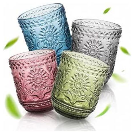 Set of multi-coloured cocktail glasses, ml, colourful glasses pink, blue, green, grey for cocktails, juices, dishwasher safe and stackable, modern design (1/5)