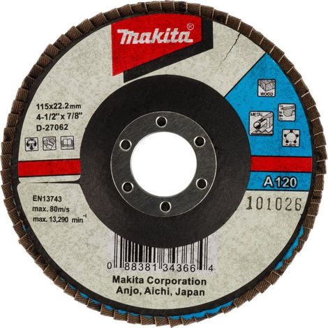 MAKITA D-27062 Aluminiumoxid-Fächerscheibe 115 mm G120 (1/2)