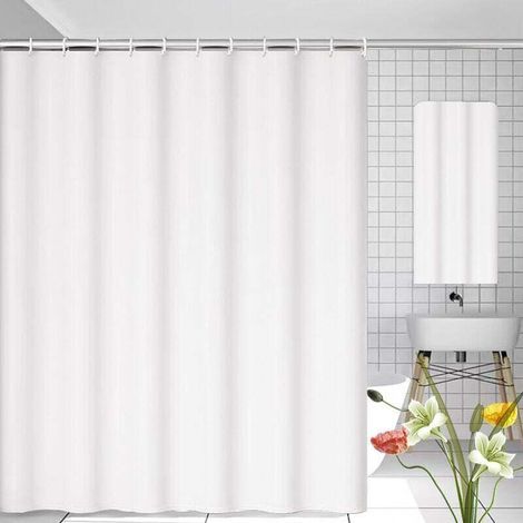 BUNTHAUS Schimmelresistenter Duschvorhang, 180 x 200 cm, weiß, mit 12 Haken, kein Bohren erforderlich, wasserdichtes PEVA-Gewebe, maschinenwaschbar