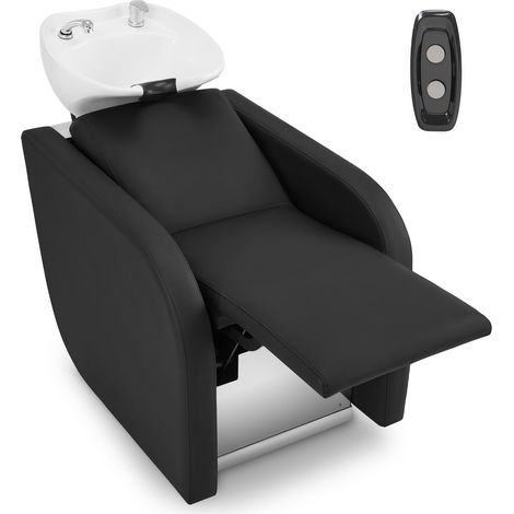 BarberPub Elektrische Friseurstuhl mit Waschbecken & Knetmassage, Elektrische Beinstütze, Friseurwaschbecken aus Keramik Verstellbar, W8623BK (1/5)