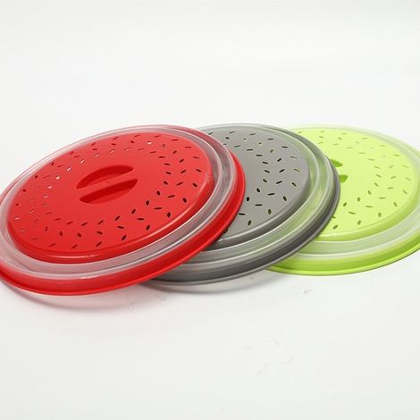 Tapa para microondas,tapa para microondas de 3 piezas,plástico para frutas y verduras,libre de BPA (gris + rojo + verduras) (1/5)