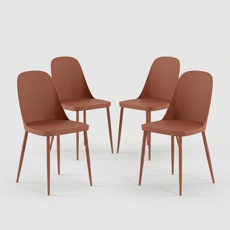 Lot de 4 chaises de cuisine modernes en polypropylène et métal Athena - Rouiller (1/5)