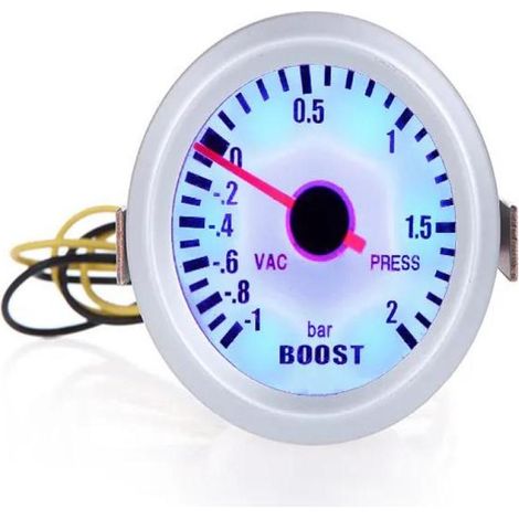Manomètre de pression de vide turbo pour voiture, blanc (affichage LED bleu 52 mm -1 à 2 BAR) (1/5)