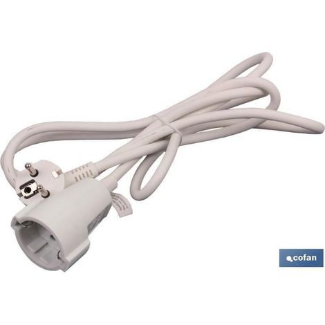 COFAN prolongador electrico 2m (3 x 1,5mm) , Alargador prolongador de cable eléctrico. Disponible en varias longitudes de 2, 3 y 5 metros. Fabricado con cable aislado de sección co (1/7)