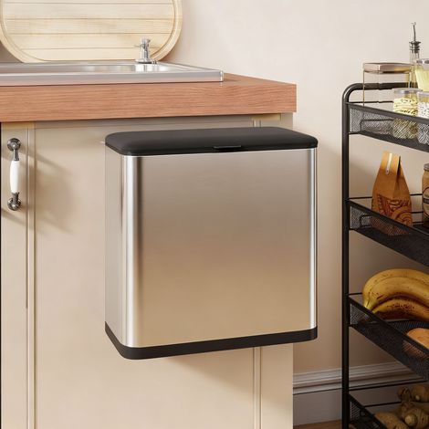 8L Under Cabinet Kitchen Trash Bin with Lid and Removable Inner Bucket for Sink or Office Use