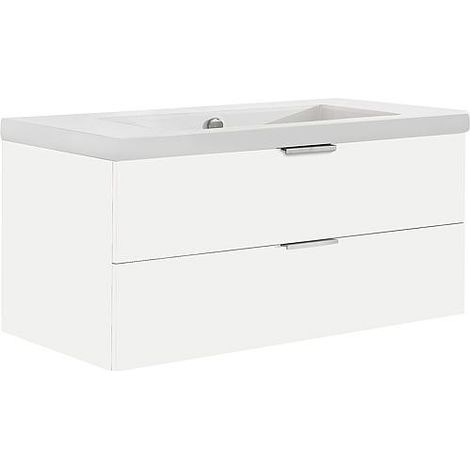 Meuble sous-vasque + vasque en céramique EPIL blanc mat 2 tiroirs (1/2)