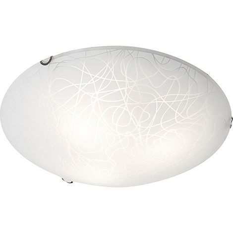 Plafonnier rond MAGO' 41 cm en verre opale sérigraphié avec décorations en cristal et finitions chromées, raccordement E27, IP20 - Groupe Rossini (1/3)