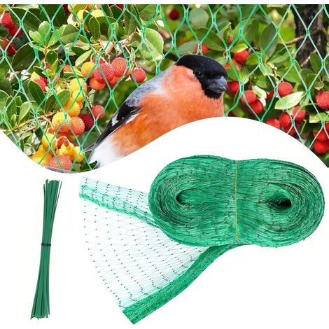 Garden Protection Netting 4 x 12 m Cherry Bird Netting with 50 Cable Ties Bird Netting Polyethylene Green for Gardens Orchards (1/5)