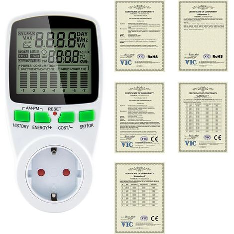 Wattmètre numérique Bluetooth 220 V CA, compteur de consommation d'électricité, compteur d'énergie, prise UE/US, compteur de puissance en watts-AquaForge (1/5)