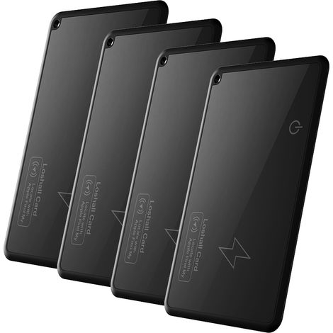 Bluetooth-Objekttracker, kompatibel mit „Wo ist“, 4er-Pack ultradünne, kabellose, wiederaufladbare Karten mit akustischen Benachrichtigungen und Nachrichten
