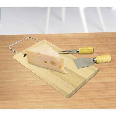 689378 Tabla de cortar queso madera betulla con tenedor y espátula 33 x 15 cm (1/3)