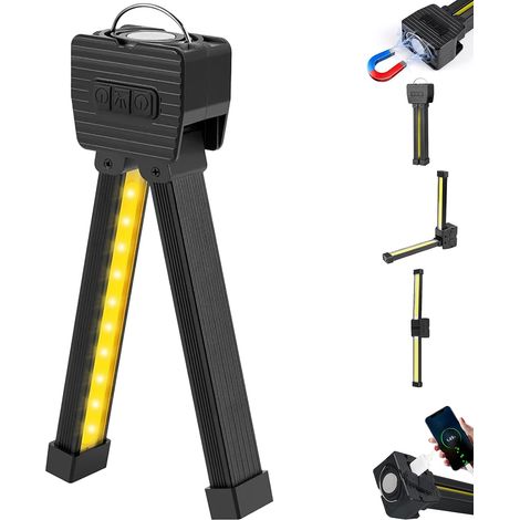 4 Modes Lampe de Pose Magnétique, Lampe de Travail Portable avec Variateur d'Intensité à 7 Vitesses & Crochet De Suspension, Lampe d'Inspection Multifonctionnelle pour Fitness Camping Maison (1/5)