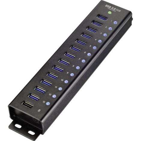 [NEUWERTIG] B-Ware Renkforce USB-Hub 13 Port USB 3.0 Aluminiumgehäuse Wandmontage Schnellladeport R