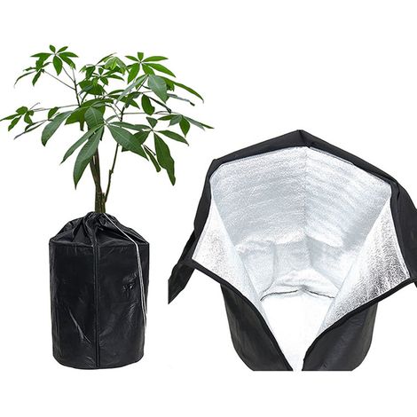 Sac de protection antigel pour pots de fleurs, housse isolante pour plantes en pot en hiver avec cordon de serrage et fermeture éclair, pour plantes de jardin d'extérieur, 45 x 55 cm (1/5)