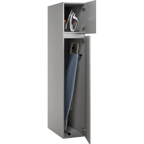 Armadio Multiuso 2 Ante Gilroy, 3 Ripiani, 2 Ante Made in Italy, Ideale per Lavanderia, 35x195h cm Grigio