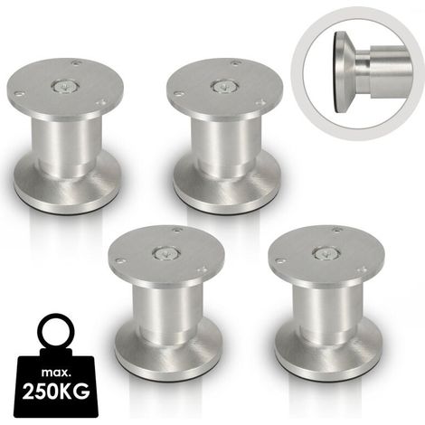 ALOVZE 4X Möbelbeine, Sofa-Stützbein, Schrankbein, verstellbar, für Kleiderschrank, Sofa, Bettbeine, Aluminium, 60 mm (1/4)