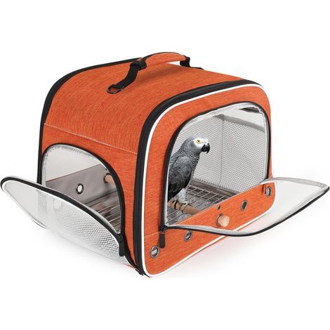 Bird Carrier Bag, Double Windows, 10 Ventilation Holes, Wooden Perch, Metal Tray, For Parrot (1/5)