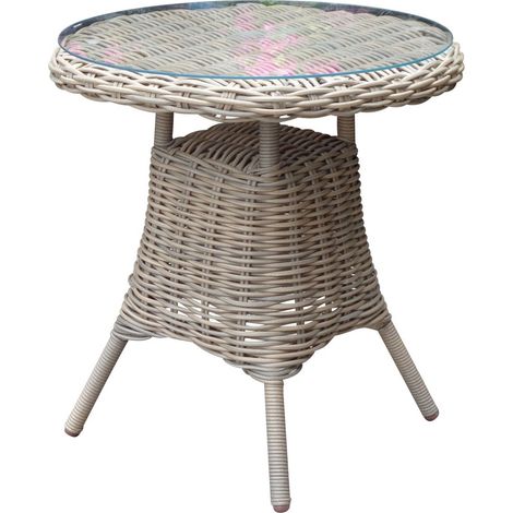 Amalfi Collection Outdoor Bistro Table with Glass Top - Metal/Synthetic Fibre - L70 x W70 x H72 cm