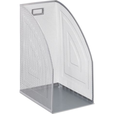 Scatola raccoglitore in metallo 32 x 16 x 24,5 cm per archiviazione documenti ideale ufficio in acciaio argentato 130007871