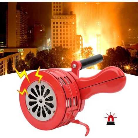 Handkurbel-Sirene, lauter tragbarer Alarm, tragbarer Feueralarm, Tornado-Luftschutzsirene für Schultruppen, 120 dB (1/5)