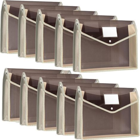 10 Dokumententaschen A4, wasserfest, mit Druckknopf, horizontal, Khaki (1/5)