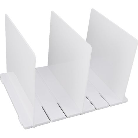 Séparateur d'étagère moderne en plastique, 3 cloisons, montage facile, organisateur pour sacs, livres et vaisselle (1/5)