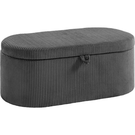HOMCOM Storage Ottoman, Corduroy Ottoman Storage Box with Padded Seat