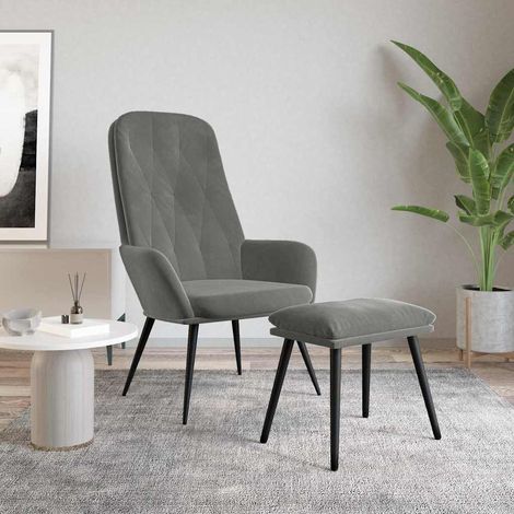 Chaise de relaxation avec repose-pied Chaise scandinave Chaise de salon Gris foncé Velours 18521 (1/5)