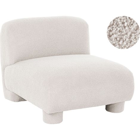 1 Seat Section Off White Boucle Modular Single Low Profile Armchair Armless MJALBI