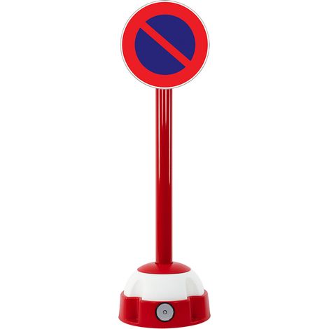 Poteau aluminium Rouge sur socle balise avec panneau - Défense de stationner - 2030250 (1/2)