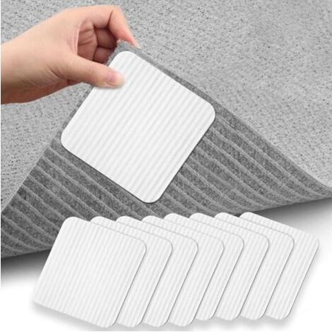 Anti Derapant Tapis Lavable, 16 Pièces Antidérapant Coupeable, Gardez Votre Tapis en Place, se décolle Facilement, Anti Glisse pour Cuisine Chambre Salon Salle de Bain, Blanc (1/5)