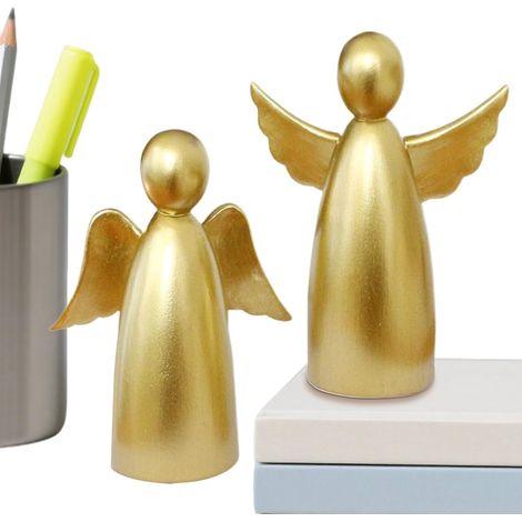 Figurine Ange - Statue Résine - Décoration Résine 2 Pièces Dorée pour Table (1/5)