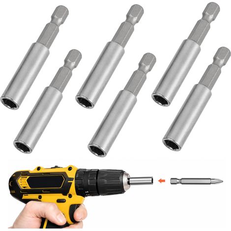 6Pcs Porte Embout Magnétique 60mm 1/4", Rallonge Embout Visseuse Acier (1/5)