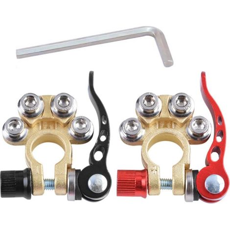 Pack of battery terminal connectors, battery terminals, automotive battery terminals, battery quick clamp, 4-way copper plate for boat, car, truck, YMYNY (1/4)