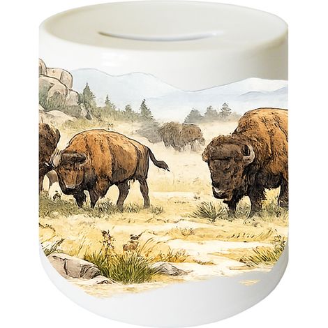 Tirelire les bisons en céramique 9,5 cm Cbkréation (1/2)