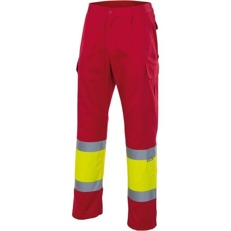 Pantalones de trabajo de alta visibilidad Velilla 157 - L - Rojo/Amarillo