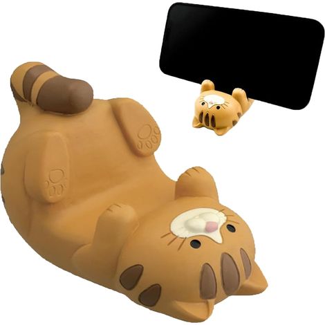Funny Cat Holder Support Universel pour Téléphone Portable pour Bureau, Support Telephone Bureau, Porte Telephone, Portable Support Smartphone, Universal Cell Phone Holder Cat (Brun)