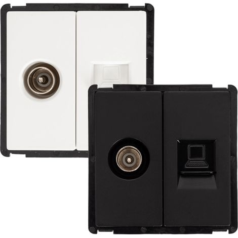 Prise RJ45 CAT 6 Internet + TV Mâle Moderne Blanc