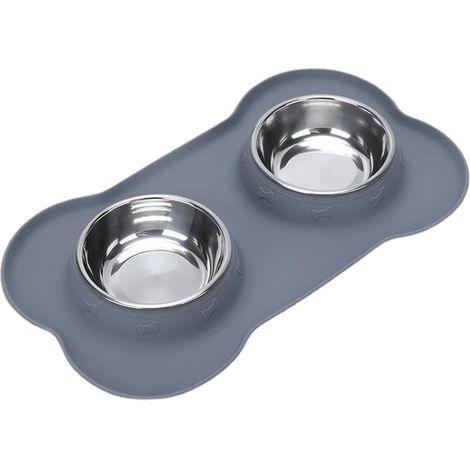 Gamelle pour animaux, pratique et étanche, double bol en silicone, facile à nettoyer, pour nourriture et eau de chat, accessoires pour animaux (1/5)