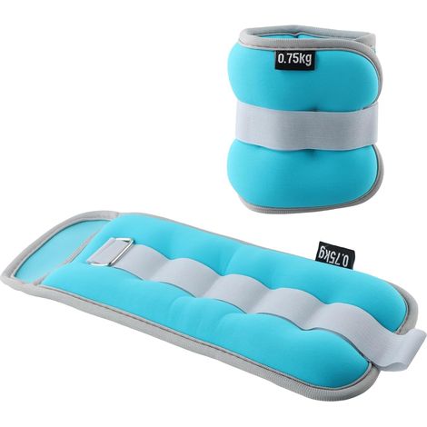 Lot de 2 manchettes lestées pour jambes et bras, poids de cheville (0,3/0,5/0,75/1/1,5/2 kg chacun), poids de poignet pour débutants et enfants, pilates, jogging, yoga (bleu, 0,5 kg)