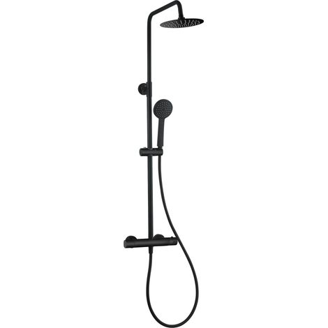 Duschset Samar Duschsystem Duscharmatur mat Schwarz Regendusche