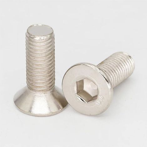 Vis à tête fraisée hexagonale noire nickelée M7, pas de 1 mm, 12–60 denture fine 12,9 (Nickel (1/5)