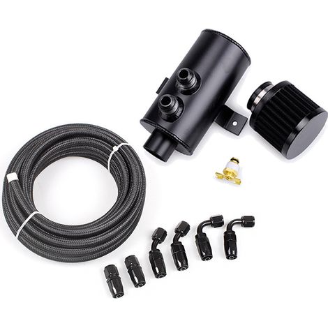 Pièces de modification automobile : kit de reniflard d'huile à deux orifices de 0,75 L avec durite d'huile tressée AN10 et raccord à froid (1/5)