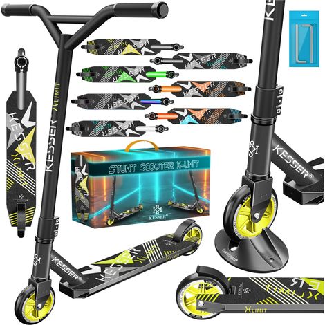 KESSER® Scooter Funscooter Stuntscooter X-Limit - 360° Lenkung mit ABEC 9 Kugellagern 100 mm PU Räder Robuster Kickscooter Tretroller Cityroller Anthrazit