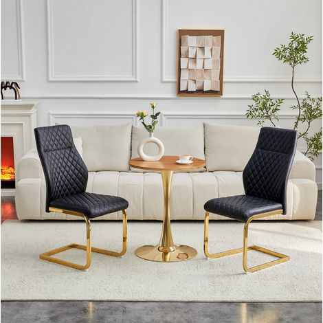 MEUBLIV Table et chaises rondes 60 cm noir et bois – 1 table, 2 chaises, sans matelas (1/5)