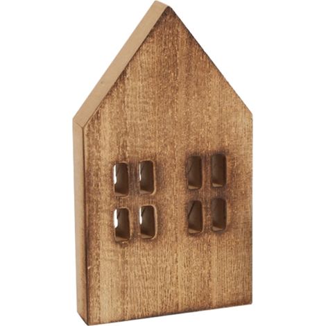 Maison En Bois - Décoration De Noël Miniature - Pour Intérieur Extérieur - 2 Pièces (1/2)